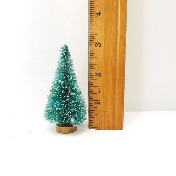 Set Of 46 Vintage Bottle Brush Trees Flocked Various Bases 2 - 6" - Picture 7 of 8